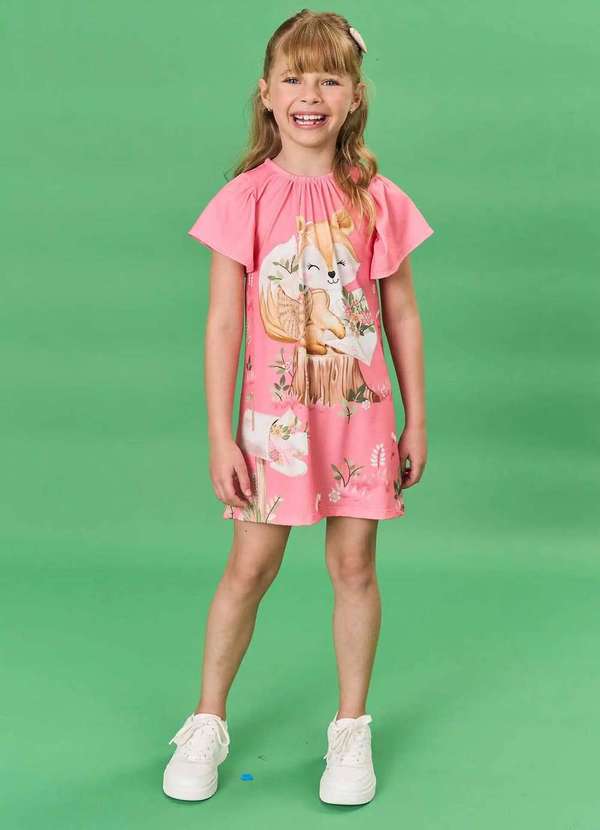 Infanti - Vestido Infantil Menina Estampado Raposa Estampado