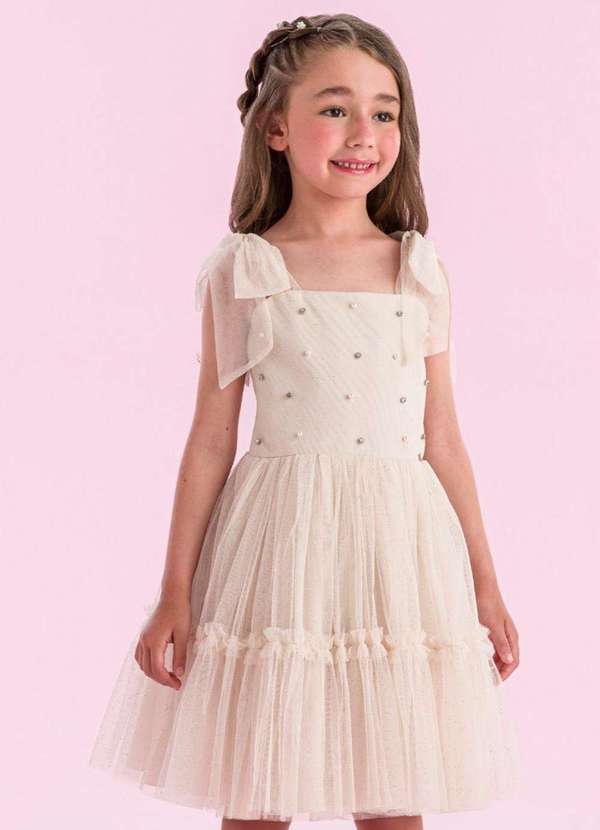 Petit Cherie - Vestido Infantil Festa Menina Petit Cherie Off White