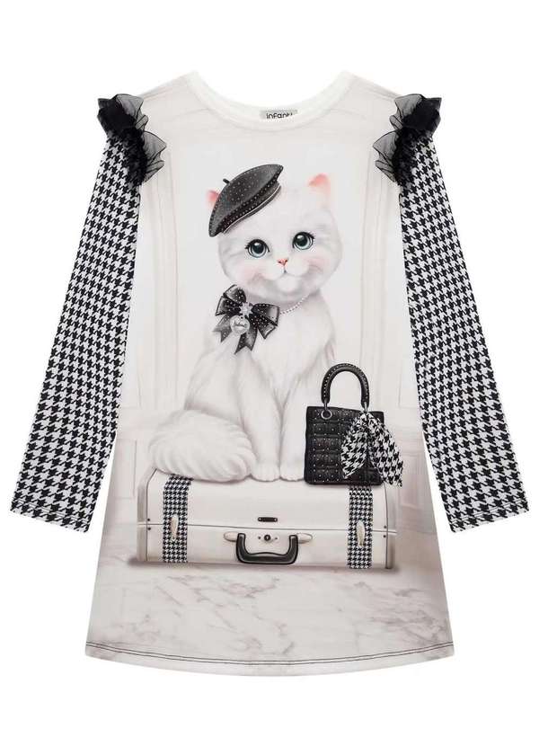 Infanti - Vestido Infantil Infanti Gatinha Estilosa Estampado