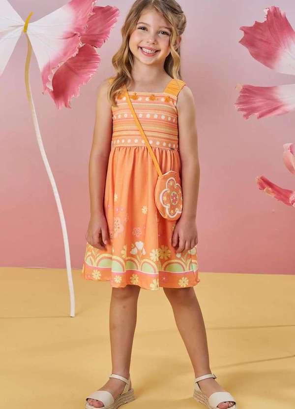 Infanti - Vestido Infantil Infanti Laranja Floral Estampado
