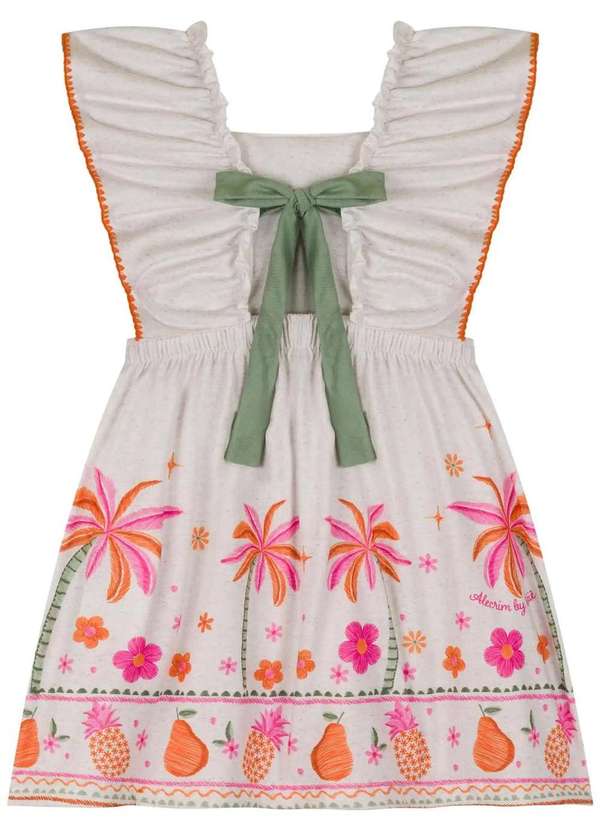Kukiê - Vestido Infantil Kukiê Tropical com Bordado e Babados Estampado 3