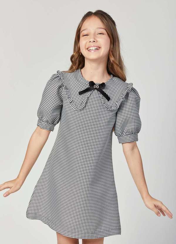Luluzinha - Vestido Infantil Luluzinha Xadrez Clássico Estampado
