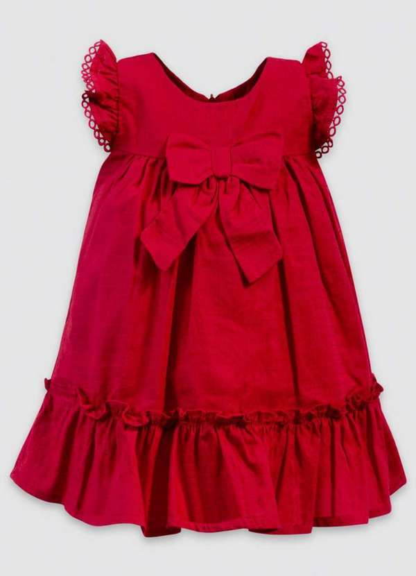 Anjos Baby - Vestido Infantil Manga Curta Laço Vermelho Anjos Baby Vermelho