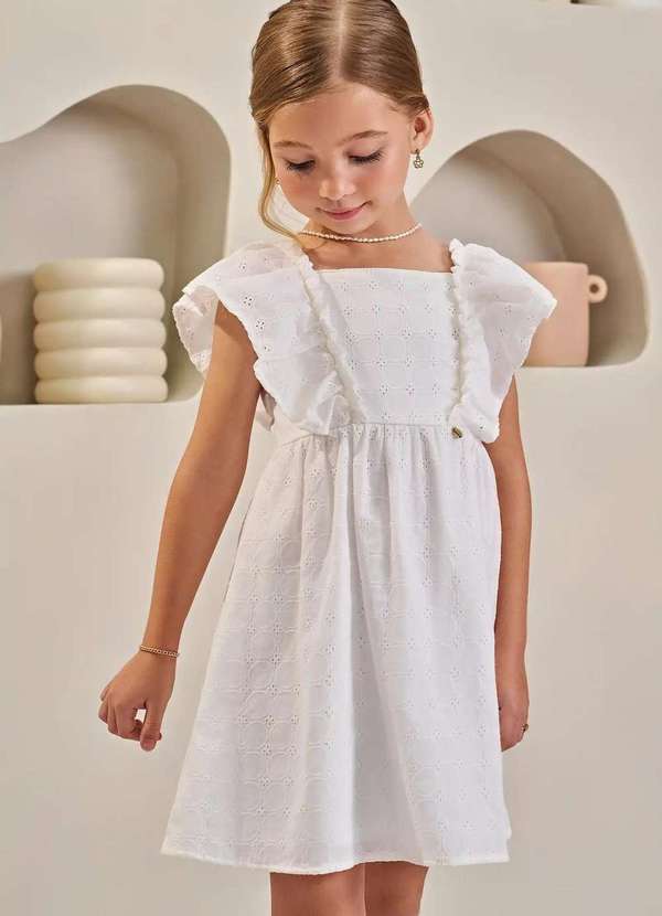 Infanti - Vestido Infantil Menina Branco Festa Infanti Branco