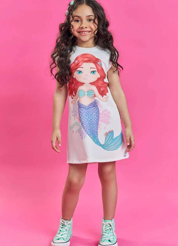 Kukiê - Vestido Infantil Menina Estampado Ariel Kukiê Estampado