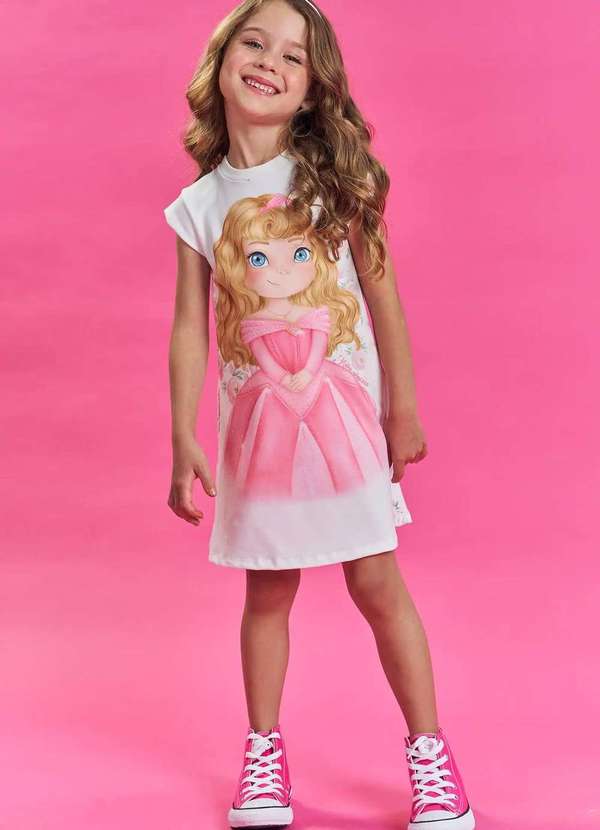Kukiê - Vestido Infantil Menina Estampado Aurora Kukiê Estampado