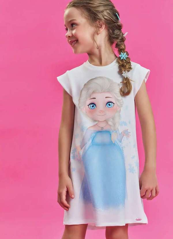 Kukiê - Vestido Infantil Menina Estampado Elsa Kukiê Estampado