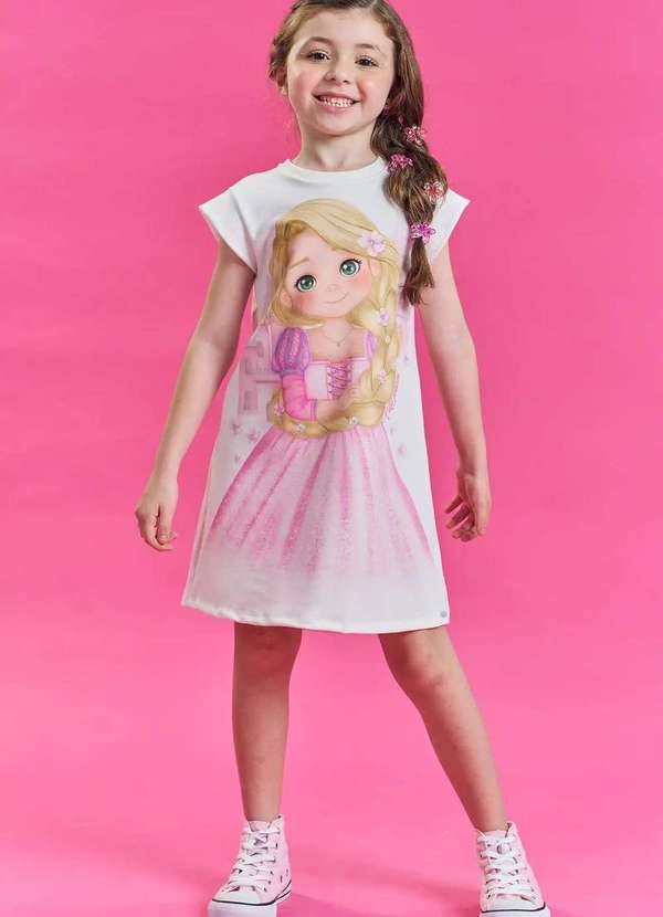 Kukiê - Vestido Infantil Menina Estampado Rapunzel Kukiê Estampado