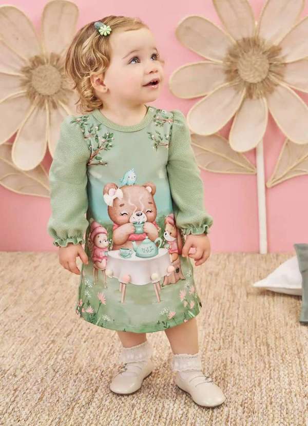 Infanti - Vestido Infantil Menina Manga Longa Infanti Estampado