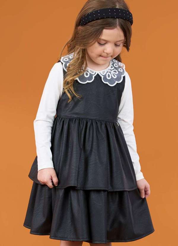 Ok e Pakita - Vestido Infantil Pakita Camadas Preto