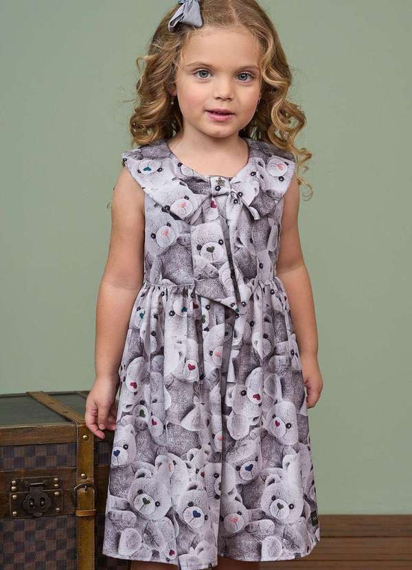 Ok e Pakita - Vestido Infantil Pakita Ursinhos Estampado