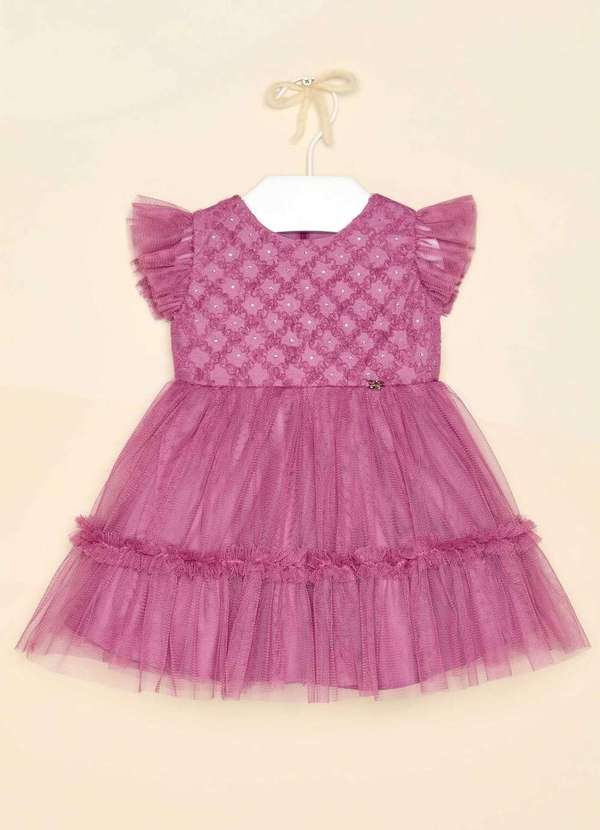 Petit Cherie - Vestido Infantil Petit Cherie Marsala Festa Bordô