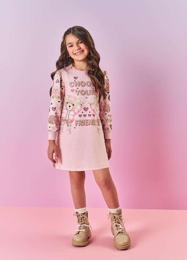 Cinti - Vestido Infantil Rosa Cinti Estampado