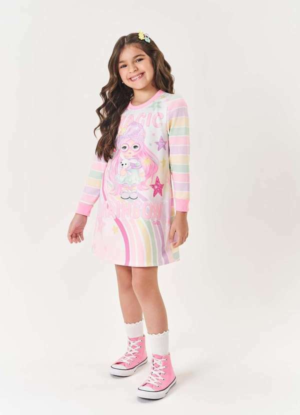 Cinti - Vestido Infantil Rosa Cinti Estampado
