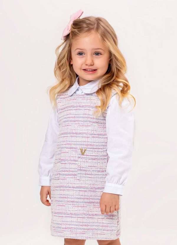 Vigat - Vestido Infantil Tweed com Camisa Menina Estampado