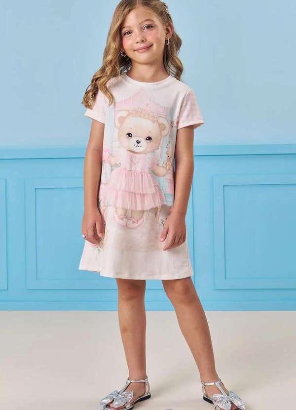 Infanti - Vestido Infantil Ursinha Bailarina Princesa Infanti Estampado