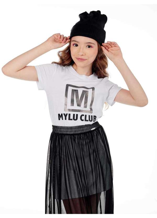 Mylu - Vestido Linha a com Saia Tule Sobreposição Mylu Preto 3