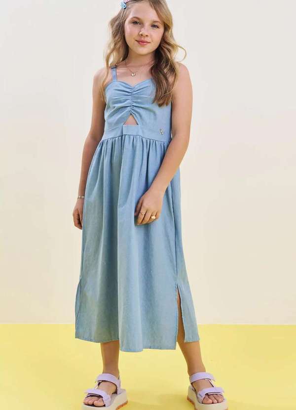 Vic&vicky - Vestido Longo Alça Menina Juvenil Vic Vicky Jeans