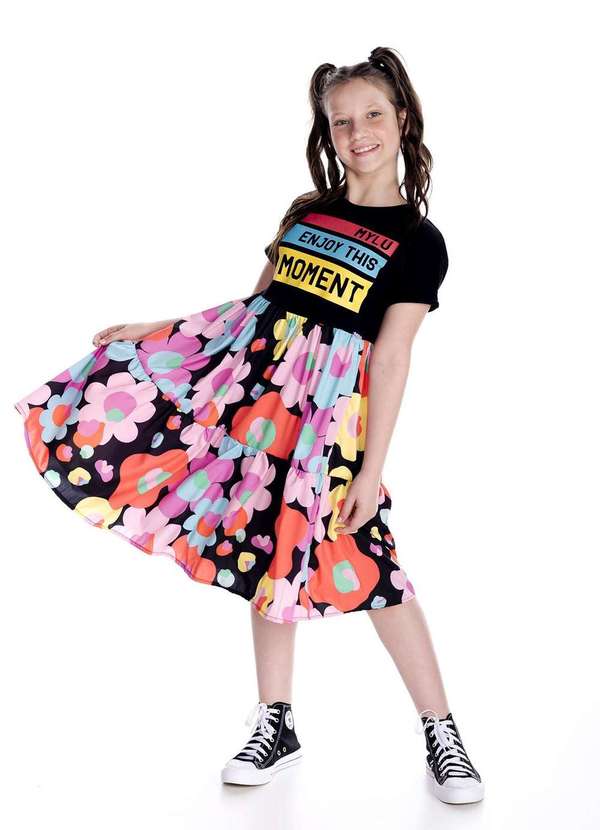 Mylu - Vestido Longo Estampado Flores Infantil Mylu Estampado