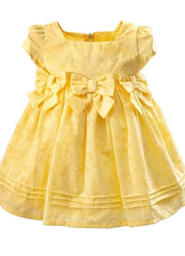 Anjos Baby - Vestido Menina Amarelo Bebê Anjos Baby Amarelo