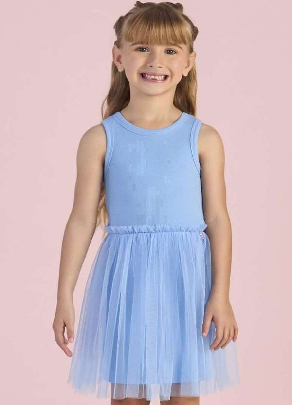 Mon Sucré - Vestido Menina Azul Tule Mon Sucré Azul