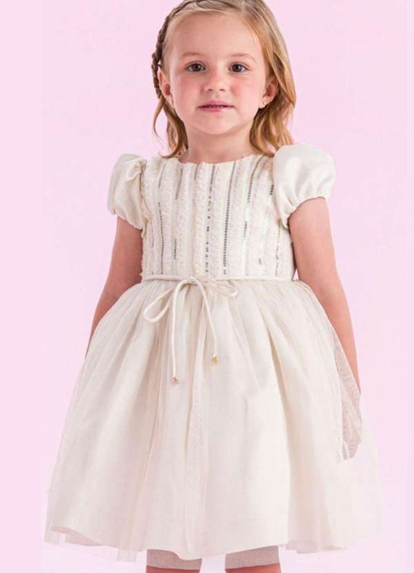 Petit Cherie - Vestido Menina com Detalhes Petit Cherie Bege