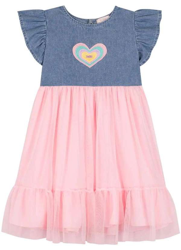 Kukiê - Vestido Menina Estampado Jeans Rosa Kukiê Jeans 2