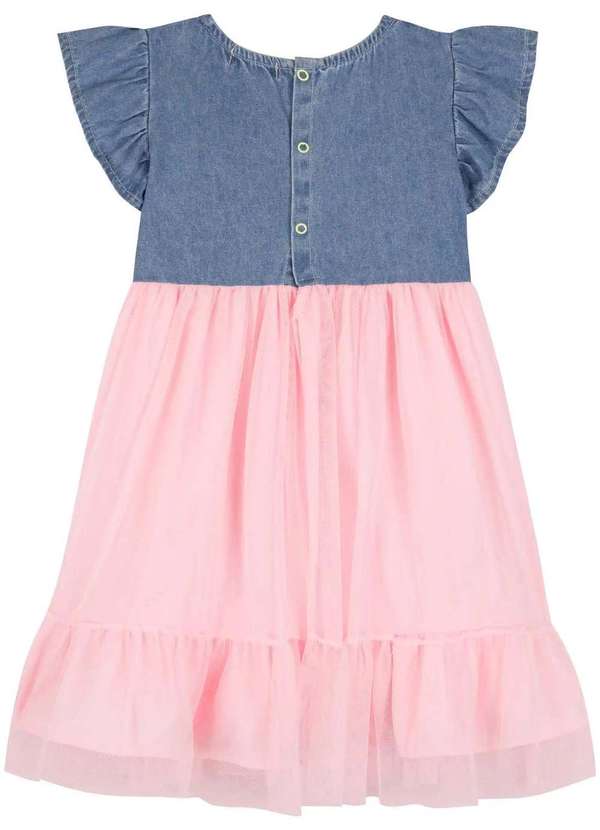 Kukiê - Vestido Menina Estampado Jeans Rosa Kukiê Jeans 3