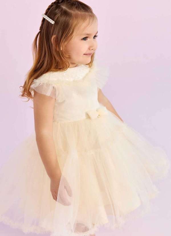 Petit Cherie - Vestido Menina Festa Bege Petit Cherie Bege
