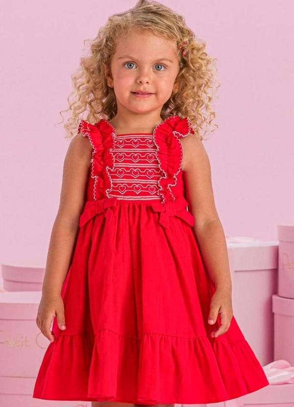 Petit Cherie - Vestido Menina Infantil Vermelho Petit Cherie Vermelho