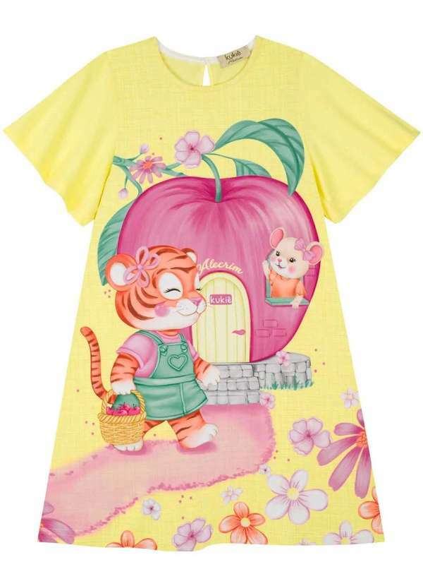 Kukiê - Vestido Menina Manga Curta Colete Estampado Kukiê Estampado 2