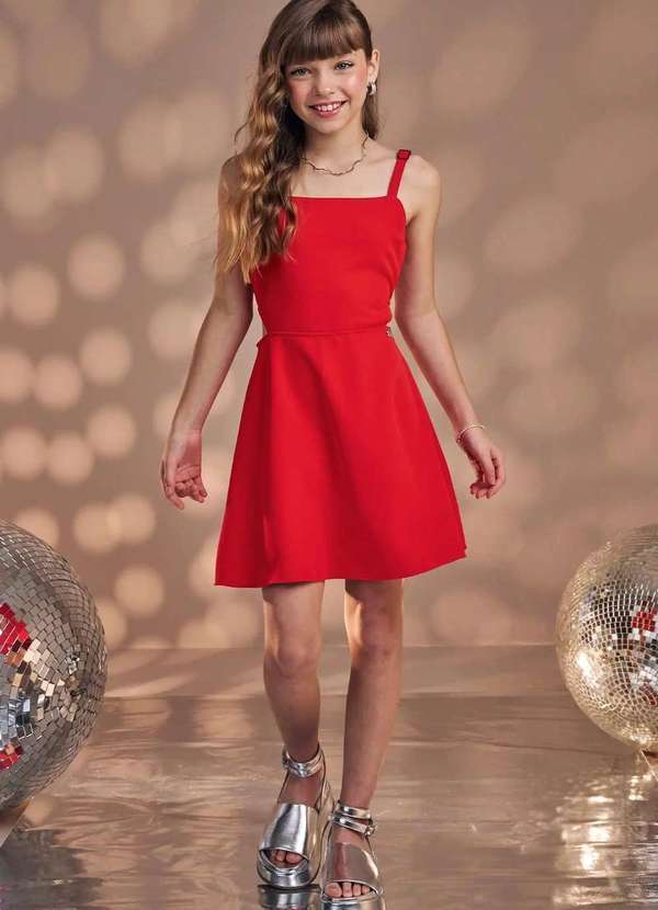 Vic&vicky - Vestido Menina Vermelho Juvenil Vic Vicky Vermelho