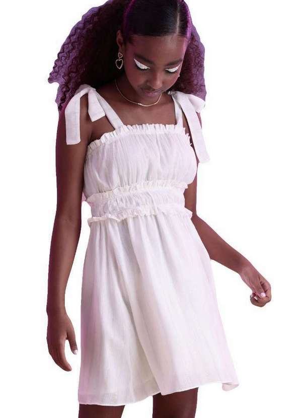 Vanilla Cream - Vestido Off White Viscose Infantil Vanilla Cream Off White