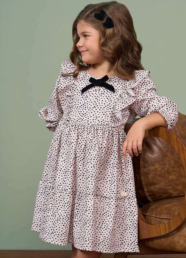 Ok e Pakita - Vestido Poá com Laço Pakita Estampado