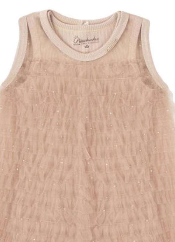 Pituchinhus - Vestido Ribana Tule Infantil Bege Pituchinhus Bege 2