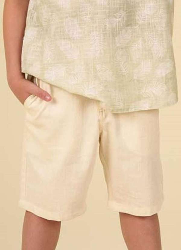 Ok e Pakita - Bermuda em Sarja Alfaiataria com Linho Ok & Friends Off White