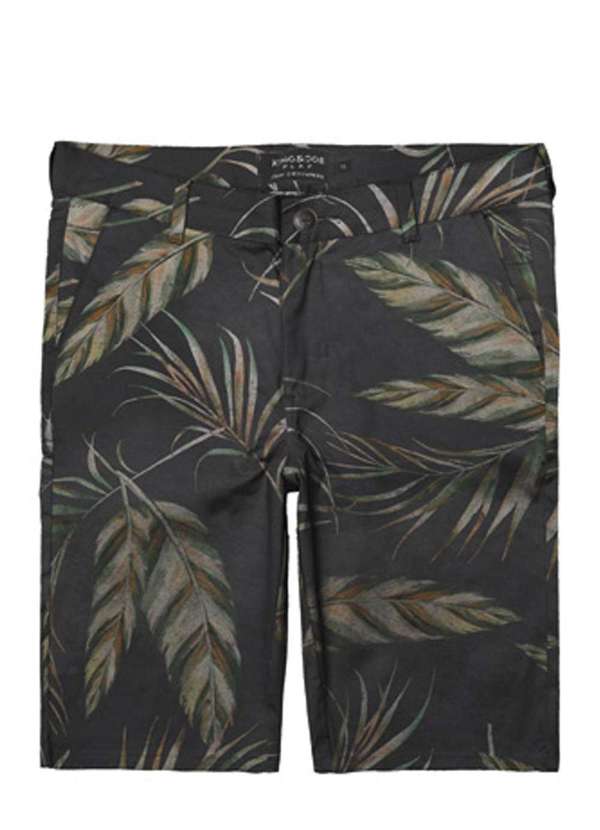 King&joe - Bermuda Flamê Folhagem Preto Preto