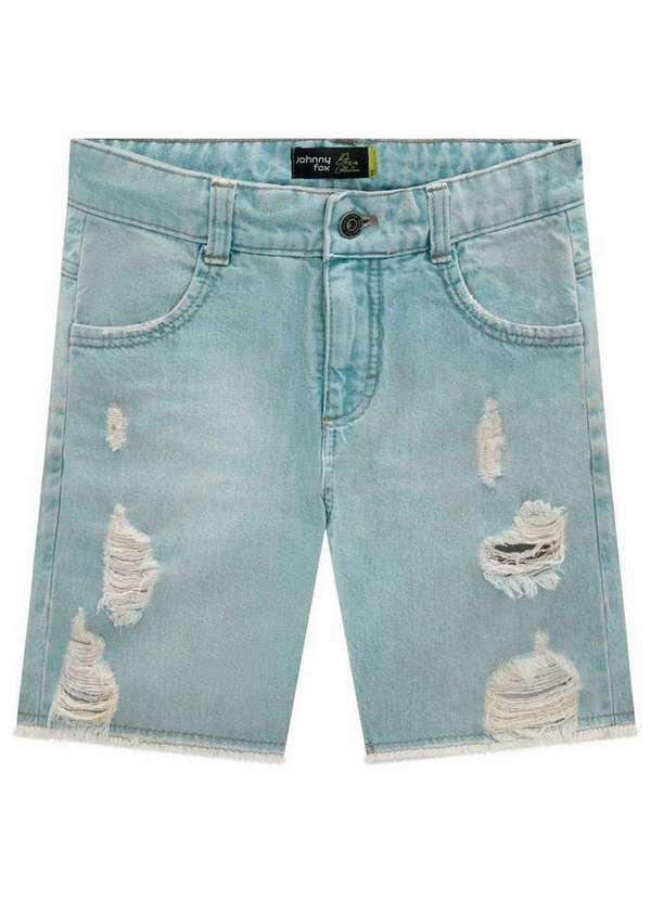 Johnny Fox - Bermuda Jeans Claro Destroyd Infantil Jhonny Fox Jeans