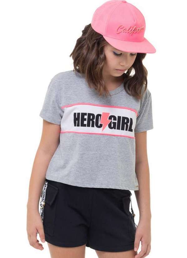 Açucena - Short Infantil Strong Preto Açucena Rosa