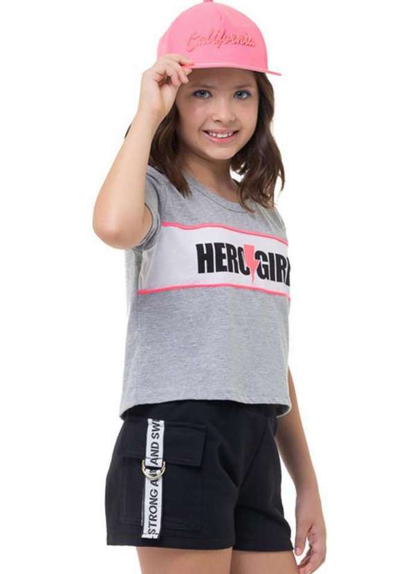 Açucena - Short Infantil Strong Preto Açucena Rosa 2