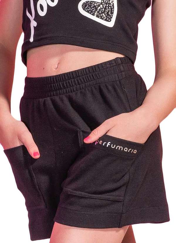 Perfumaria - Short Juvenil Preto Perfumaria Preto