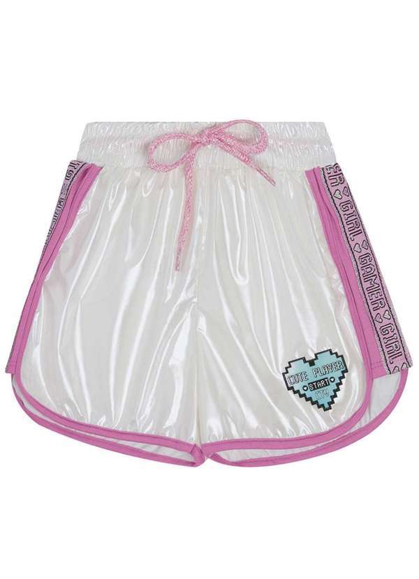 Catavento - Shorts Infantil Nylon Holográfico Branco Catavento Branco