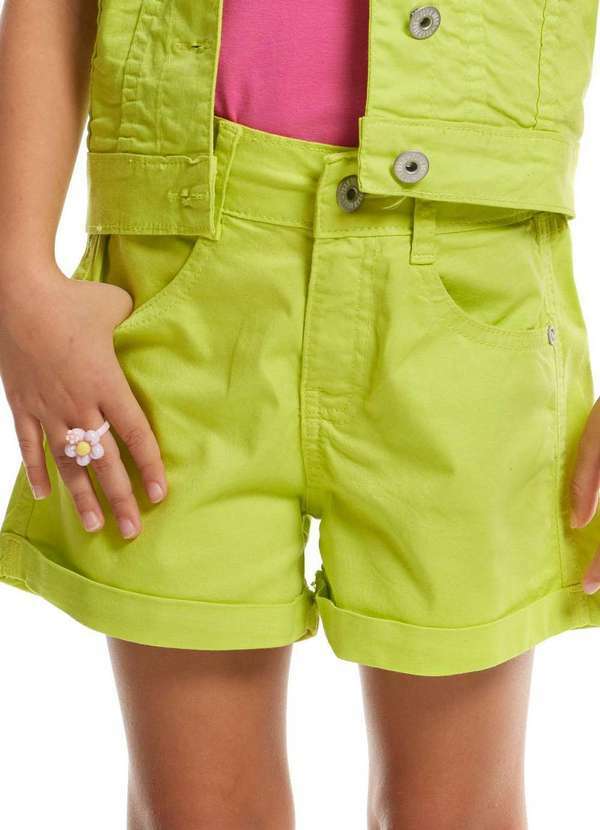 Poah Banana - Shorts Sarja Verde Lima Infantil Poah Noah Verde