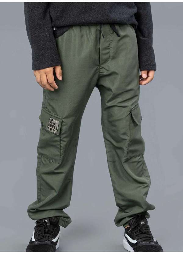 Ok e Pakita - Calça Cargo em Techno Esportivo Verde Ok&Friends Verde