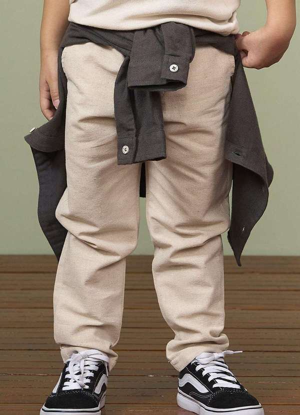 Ok e Pakita - Calça Infantil Bege Ok & Friends Bege