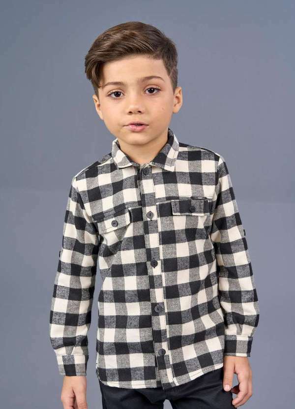 Ok e Pakita - Camisa Flanela Lapela Ok Pakita Preto
