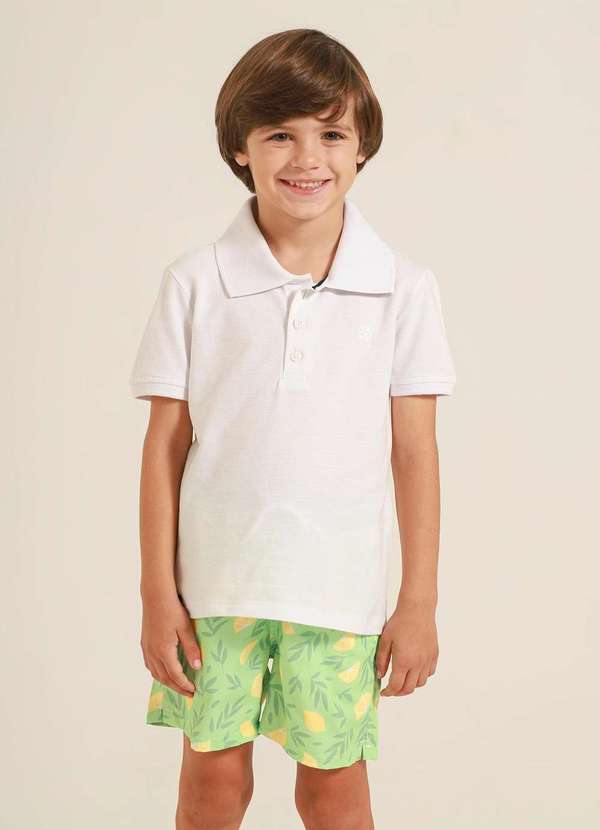 Banana Danger - Camisa Polo Infantil Branca Banana Danger Branco