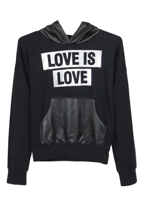 Pituchinhus - Blusa Cotton Canguru Capuz Preto Perfumaria Preto