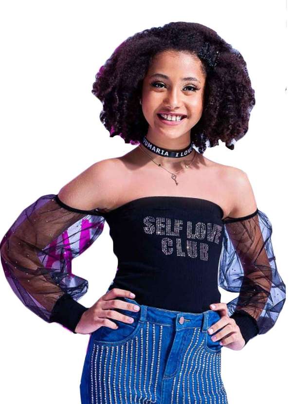 Pituchinhus - Blusa Juvneil Tule Preto Perfumaria Preto