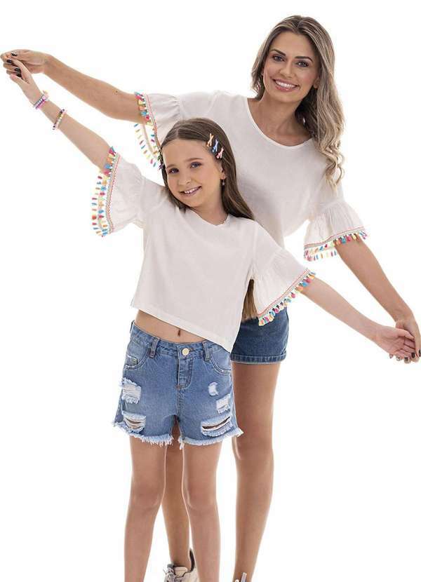 Ok e Pakita - Blusa Manga Curta Mãe Off White Ok & Pakita Branco 2